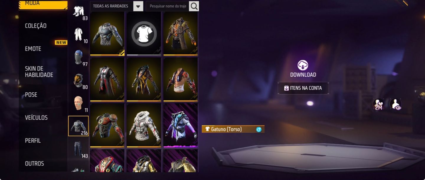 CONTA DE FREE FIRE COM MUITAS SKINS ANTIGAS