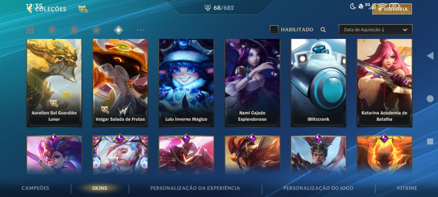Conta Wild Rift 68 skins, 88 campeões