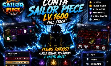 CONTA OP SAILOR PIECE LV 1600 + ANTI MAGIC + ITENS RAROS + AURAS/RUNAS