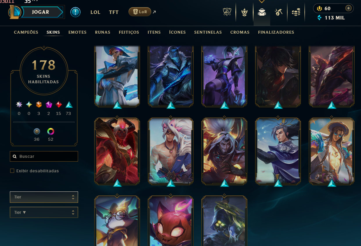 Conta LOL Diamante | 178 Skins | Todos Campeões | Desde 2016