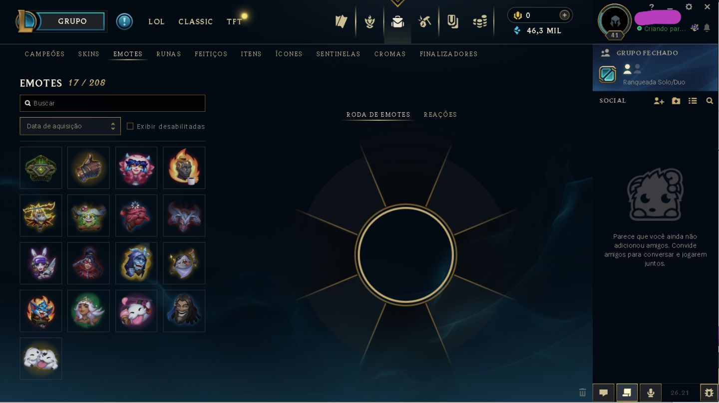 Conta de Lol Nível 41 | Mestre (70% WR) | 42 Campeões | 3 Skins | 56 Ícones e +!