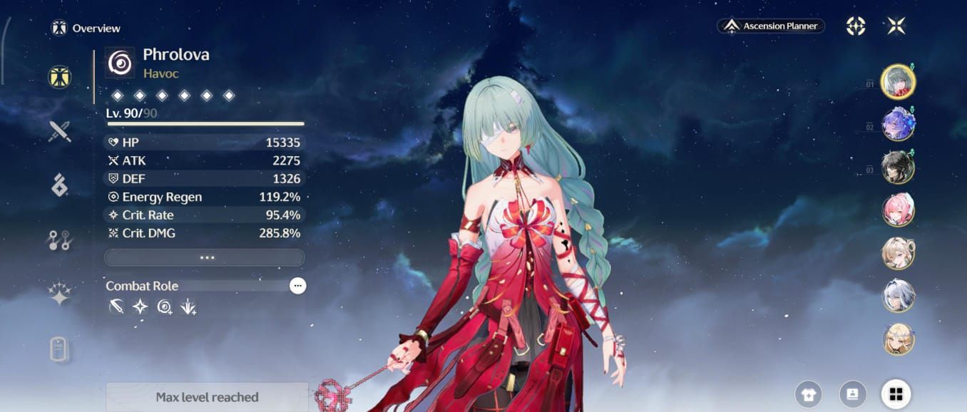 Conta WuWa Endgame, lvl 80, Phrolova s1 time premium, 17 personagens t5