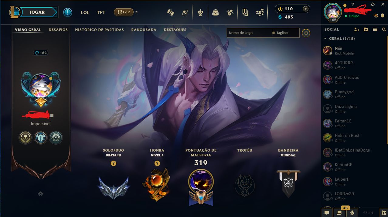 Conta league of legends LV 161 - prata 3 soloQ - ouro flex