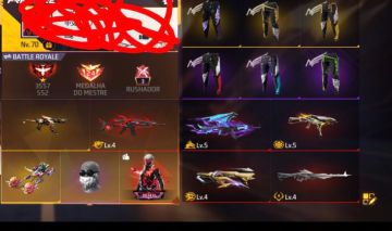 CONTA DE FREE FIRE -6 ANGELICAL-6 ARMA EVO- 2 PUNHO UNICORNNIO E SOBERANO