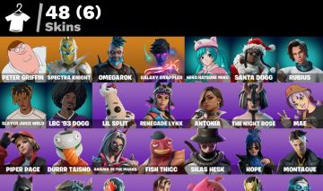 CONTA FORTNITE 48 SKINS | 84 MOCHILAS | MIKU | GODZILLA | PETER GRIFFIN