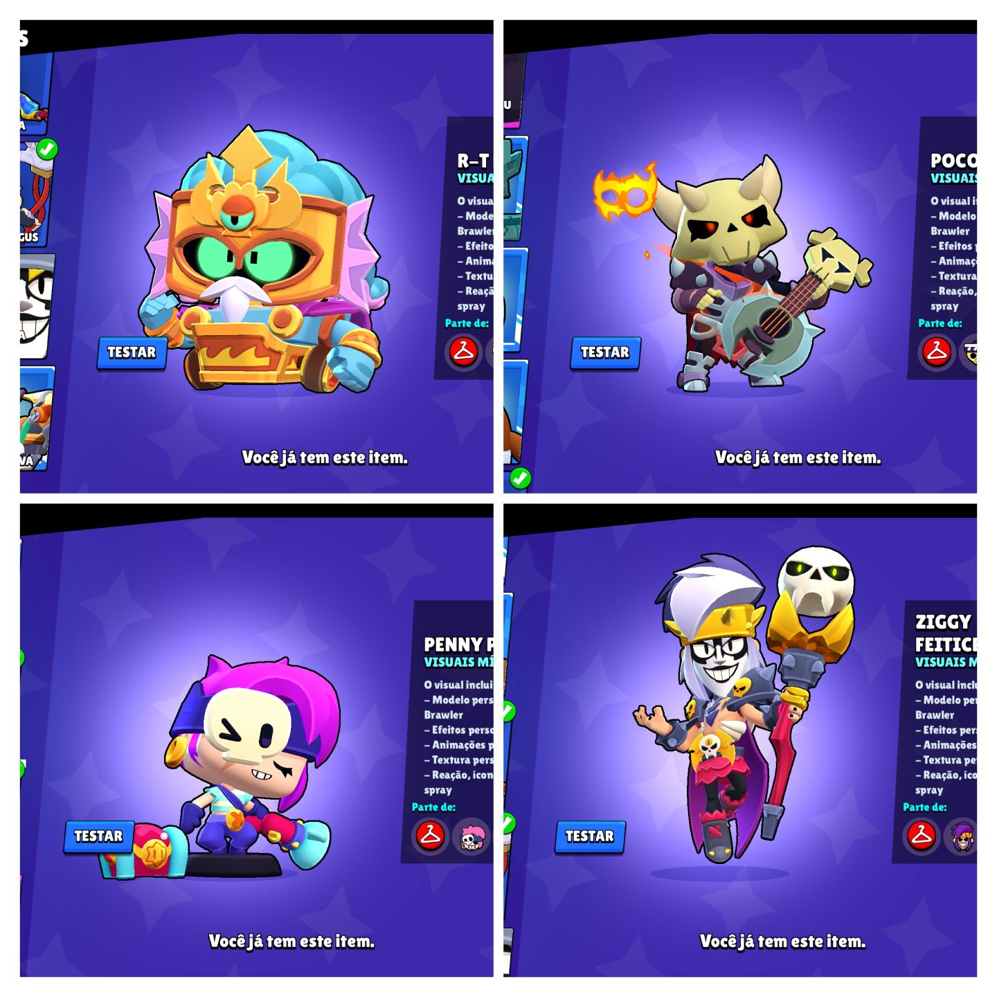 CONTA BRAW 46K |FAMA SATURNIANA 3 -107 BRAWLERS MAIS DE 270 SKINS E 10 PASS PLUS