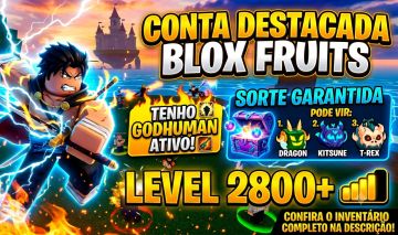 Conta blox fruits level MAX(2800)+GHM+T-REX+FRUTA LENDARIA DE BRINDE NO INV