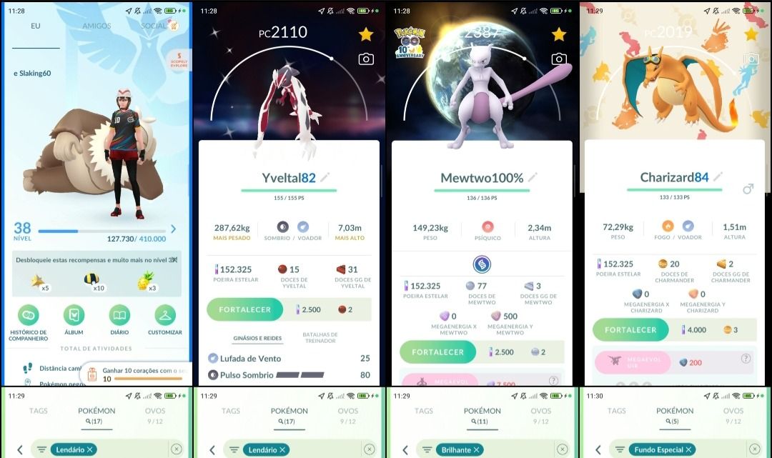 Pokémon Go LVL 38 | Mewtwo 100% com Fundo | Master Ball | 17 Lendários Q269