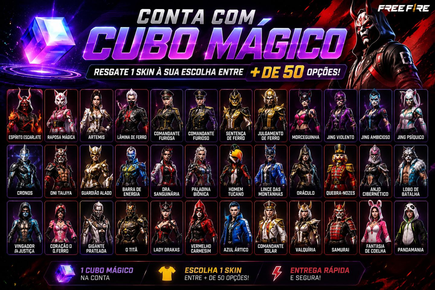 Promoçâo Contas Free Fire com ( CUBO MAGICO )