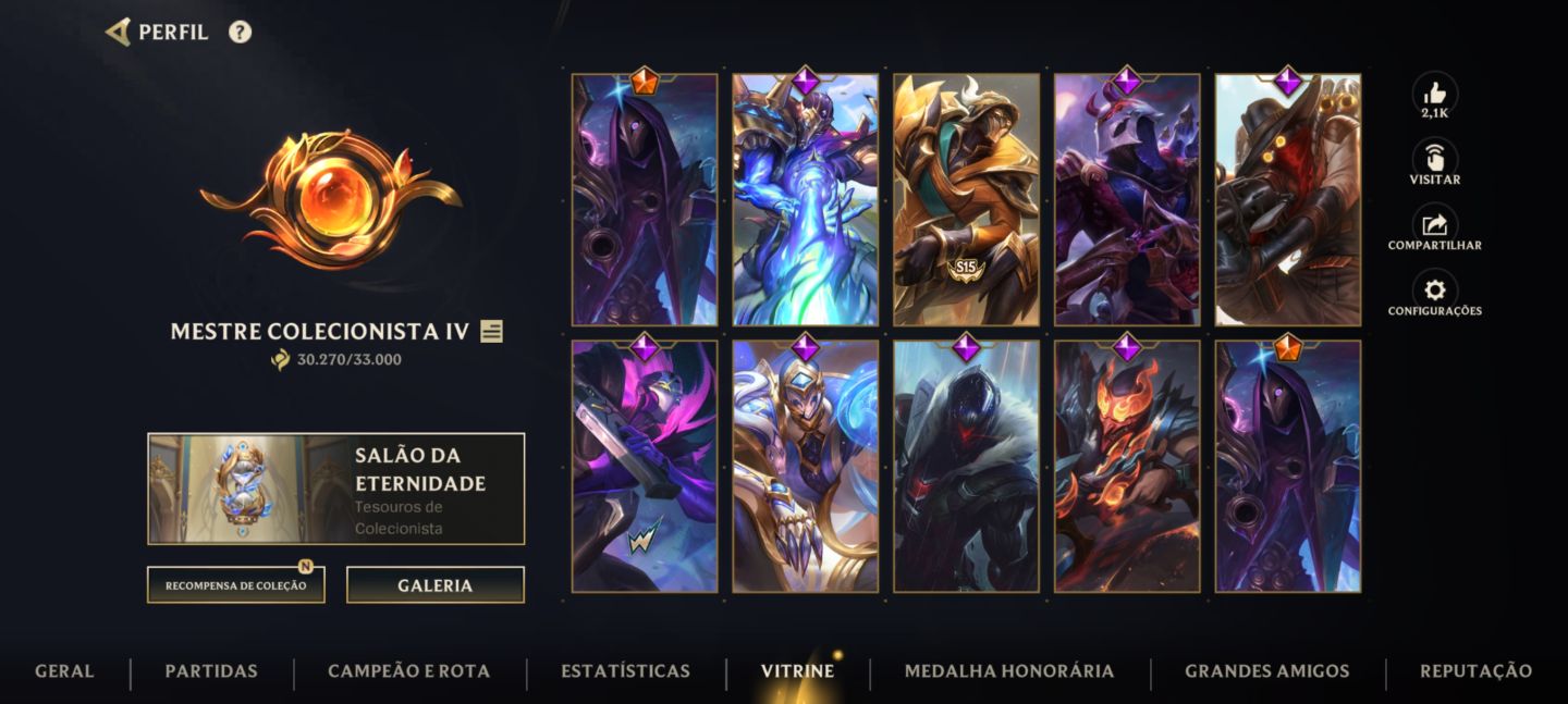 Todos os campeões + 140 skins, conta sem restrições. Todas skins do Jhin.