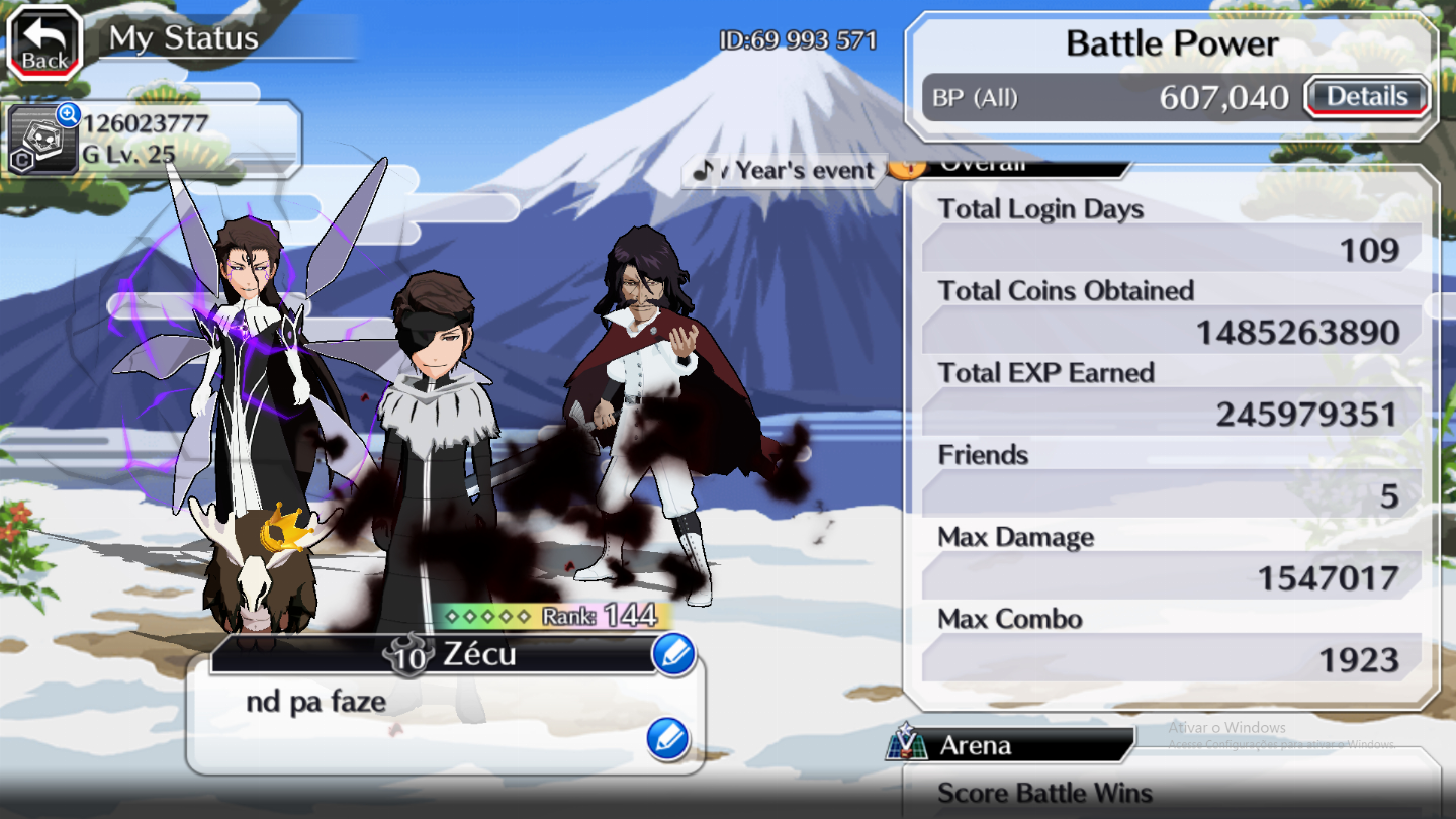 Conta de Bleach Brave Souls (BBS) Mid-Game