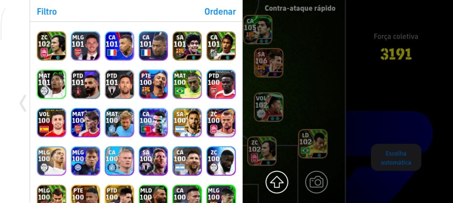 Conta efootball repleta de cartas raras messi 106 rooney aguero romario etc