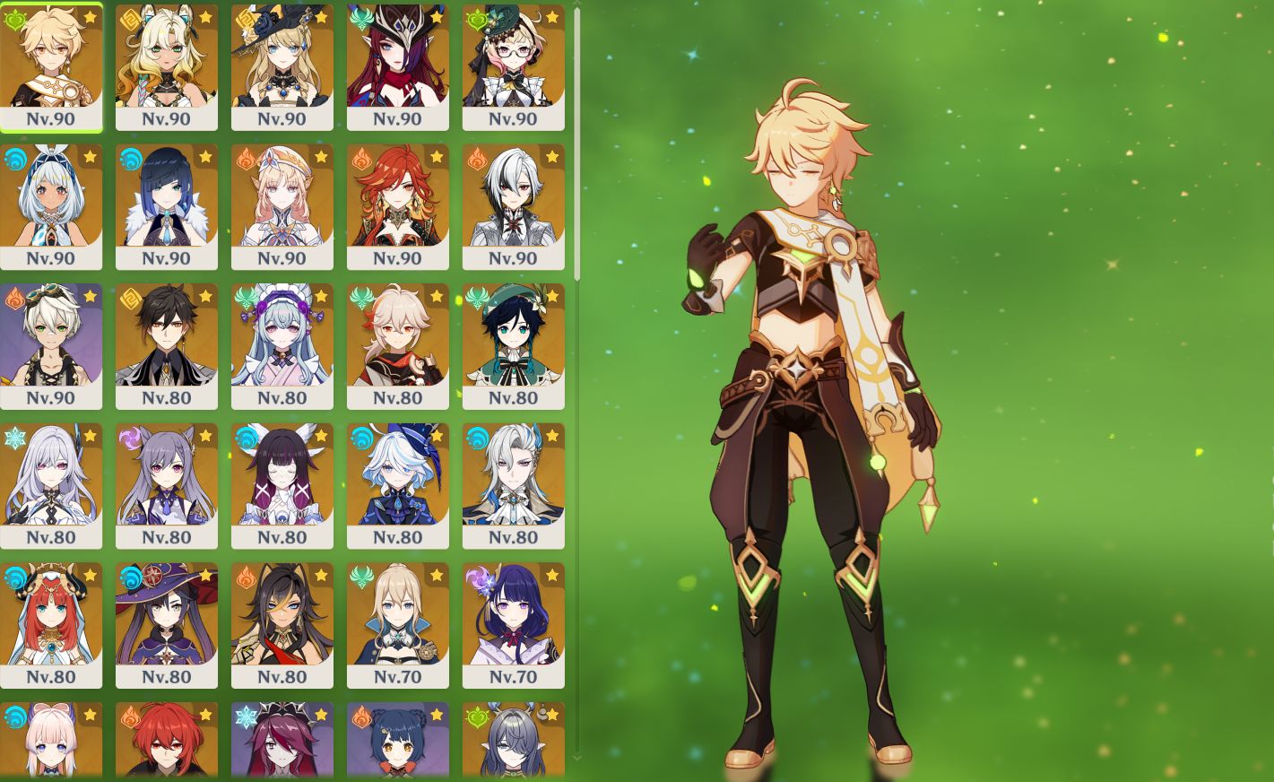 Genshin: conta AR59, com 20 persona T5 limitados e 11 Armas T5