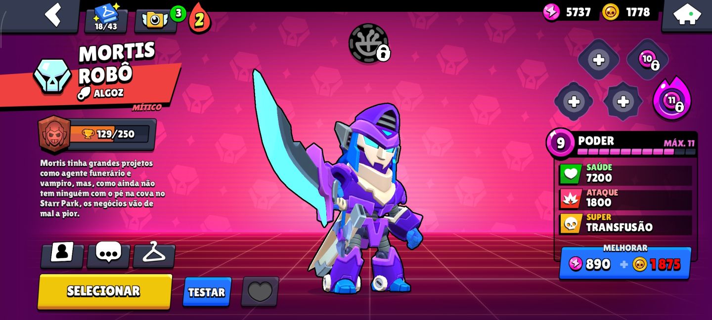 Conta de Brawl Stars - 45 Brawlers | Edgar e Shelly Lvl 11 (Hipercarga)