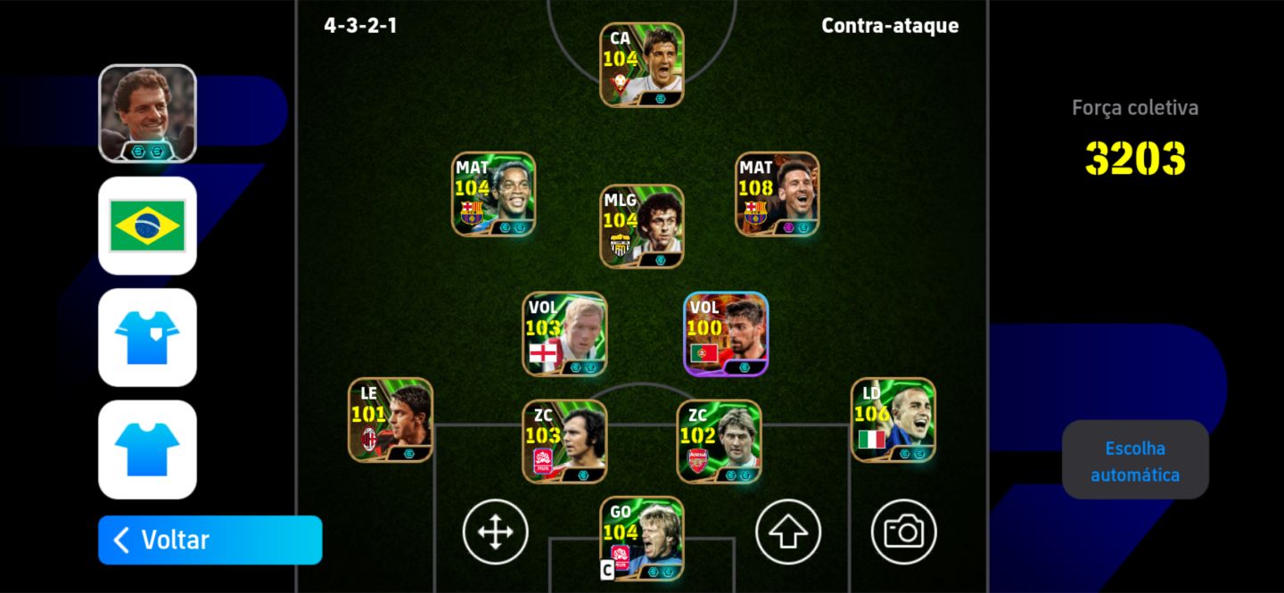 [iOS] EFOOTBALL 3203+ FORÇA COLETIVA |MESSI108|BRUXO104|KAHN 104|KONAMI ID LIVRE