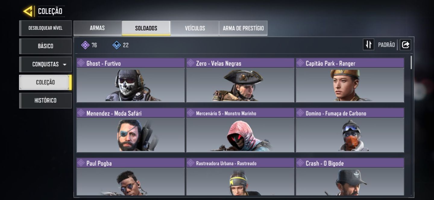 5 lendárias armas nível 400 Arma Épica 202 personagem Épico 76 C: 63k