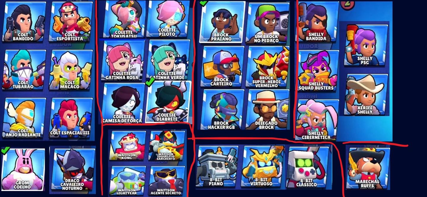 Conta Brawl Stars bem upada, Full Acesso 330+ Skins 106 Brawlers