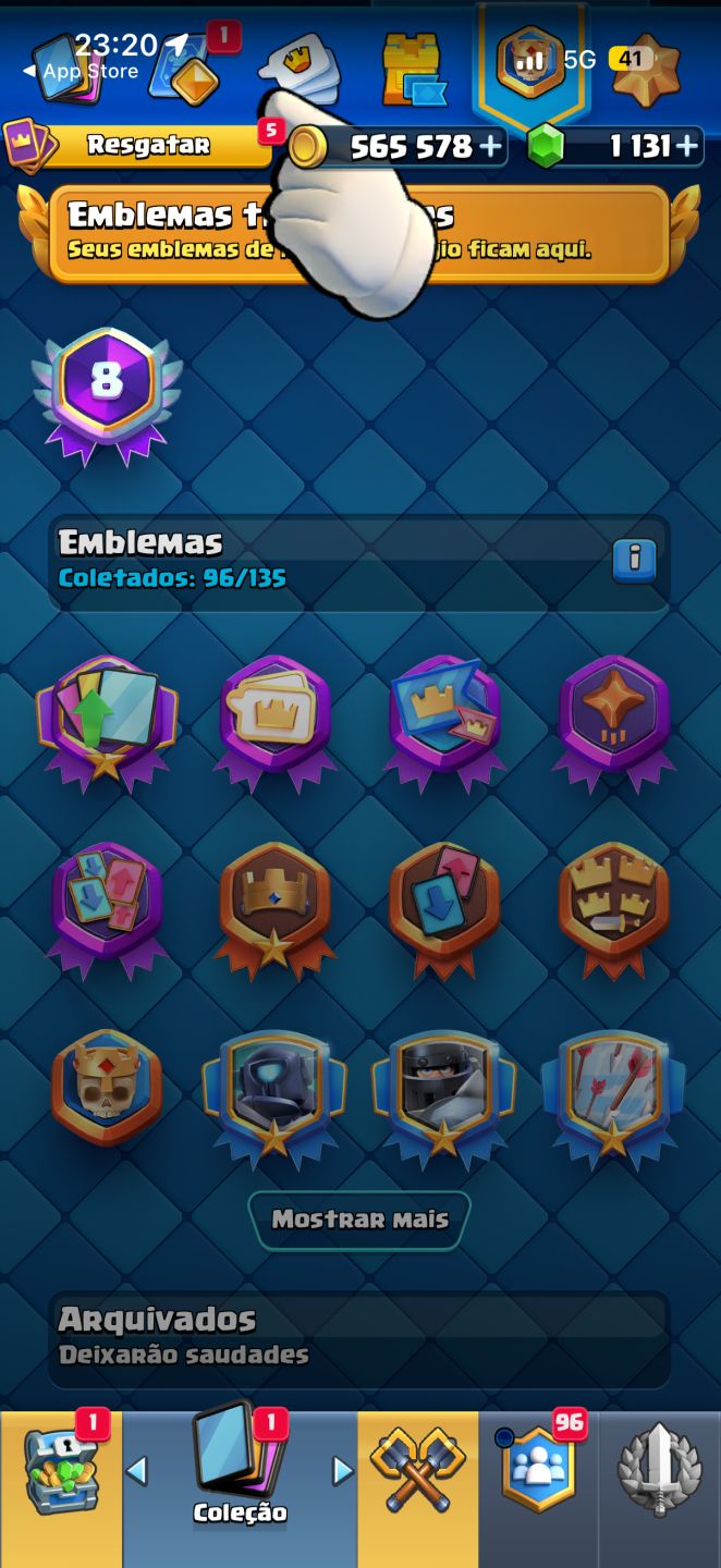 Conta clash royale quase full