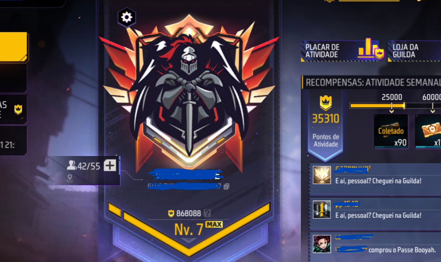 Gilda ff upada com mais de 800k de pontos com 55 Slots e mais de 4k pontos gg