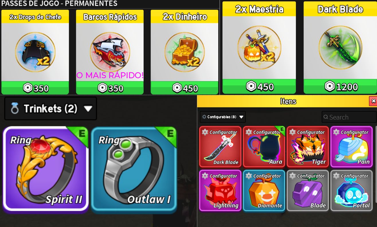 Conta de Blox Fruits com Pain, Light, Dough Permanente Muitas gamepass e itens