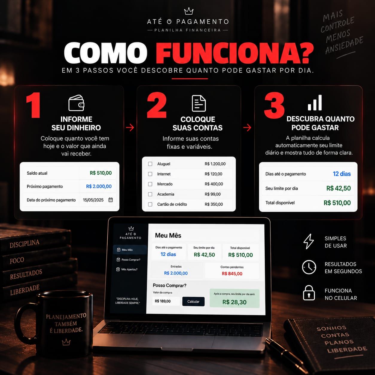 ATÉ O PAGAMENTO | Quanto Posso Gastar por Dia? | Planilha Financeira Automática