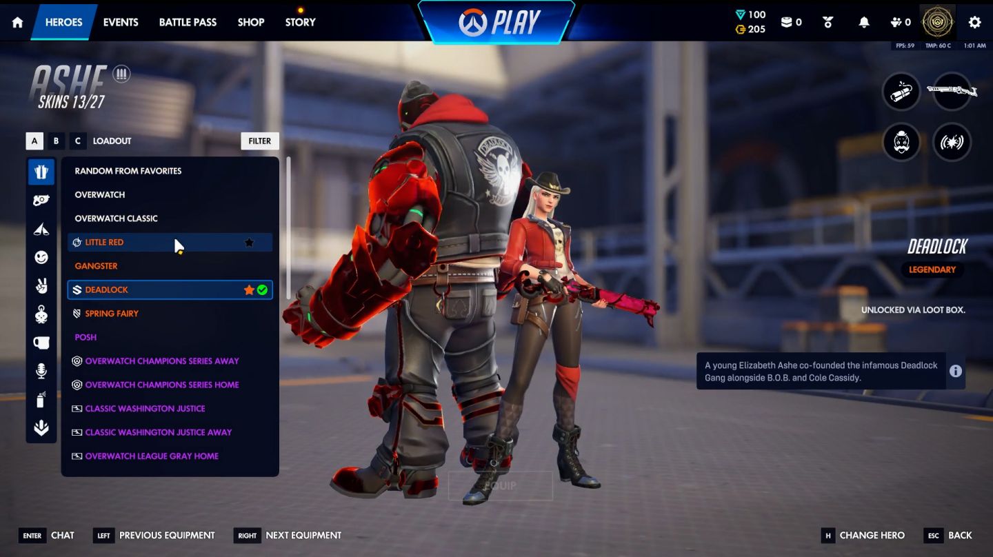 Conta OW com várias skins e prismas
