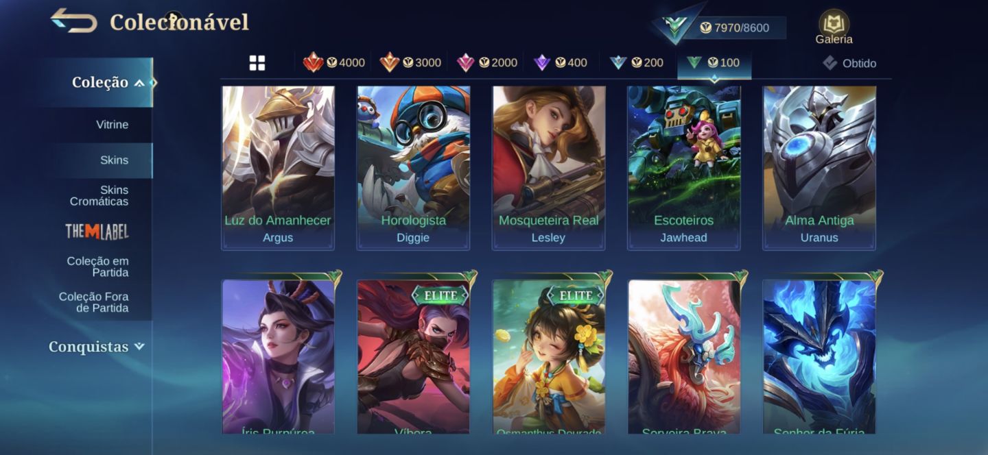 Conta no elo mitico com muito recurso e diamantes