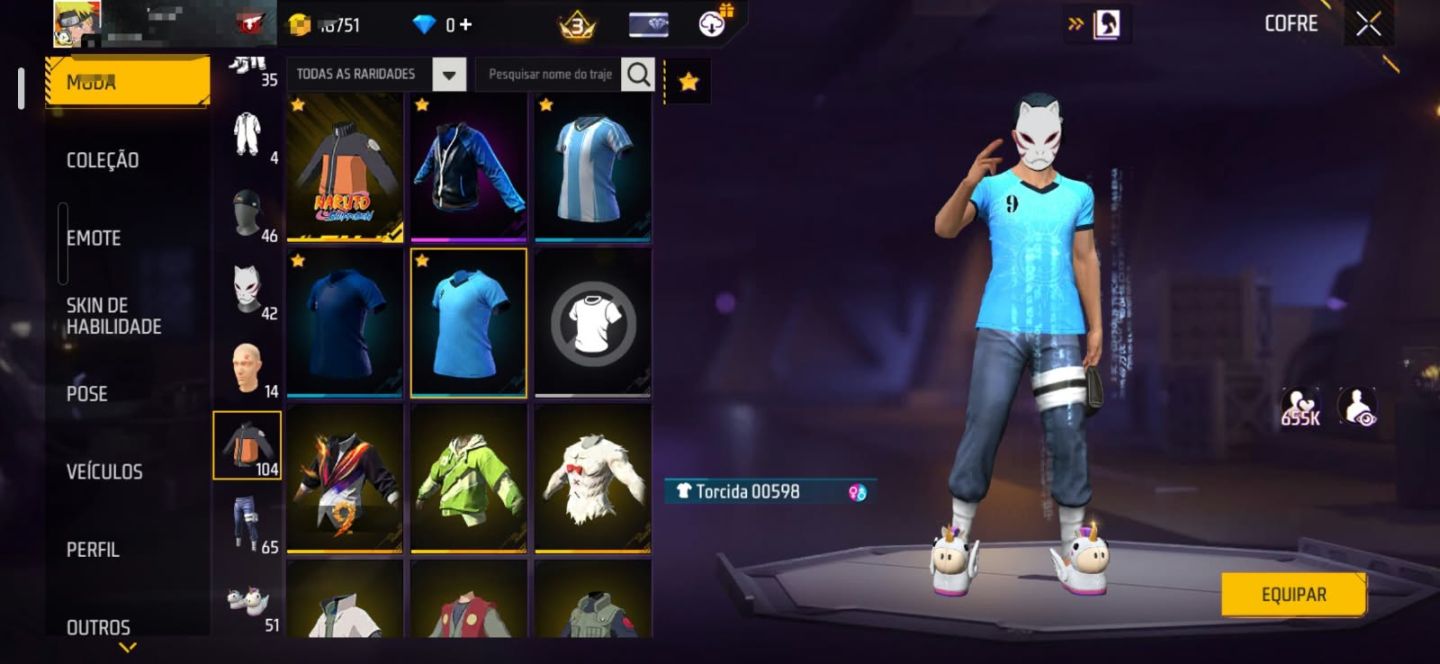 CONTA DE FREE FIRE COM NARUTO