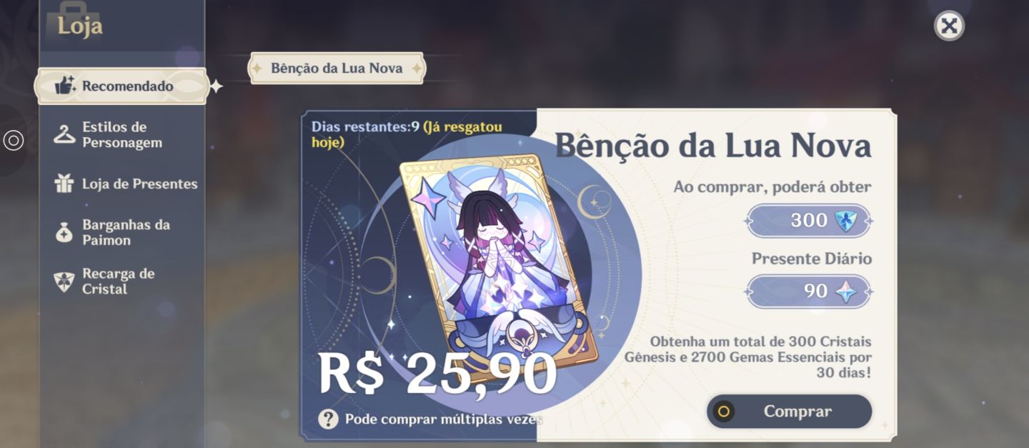 Conta Genshin AR 59 | América | +10 Personagens 5 Garantido sem vínculos.