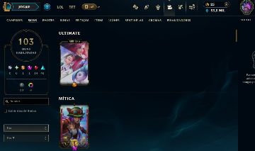 FULL ACESSO - 103 SKINS - TODOS CAMPEÕES - LEVEL 281 - 53 MIL ESSENCIA AZUL