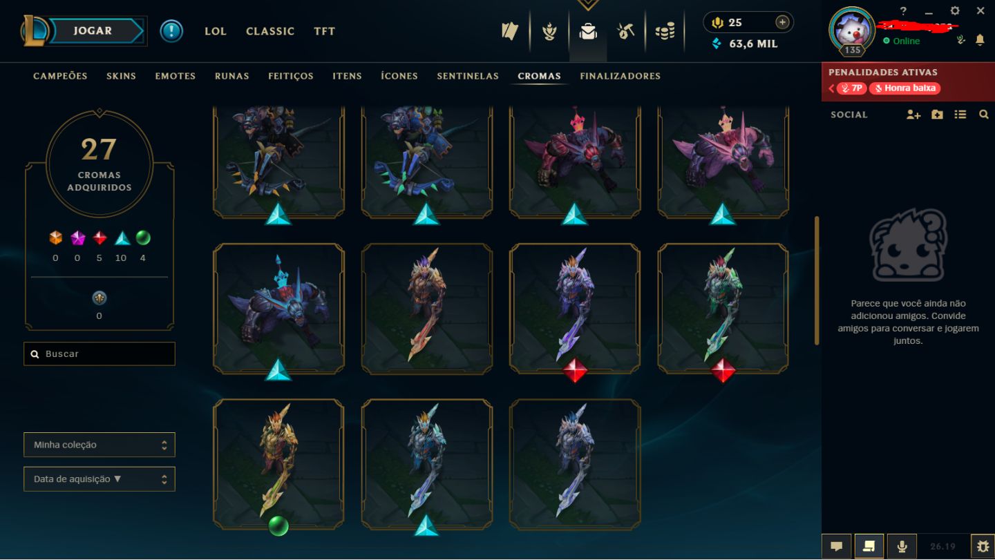 CONTA ESMERALDA 3 E DIAMANTE NA FLEX//MUITAS SKINS//LEVEL135