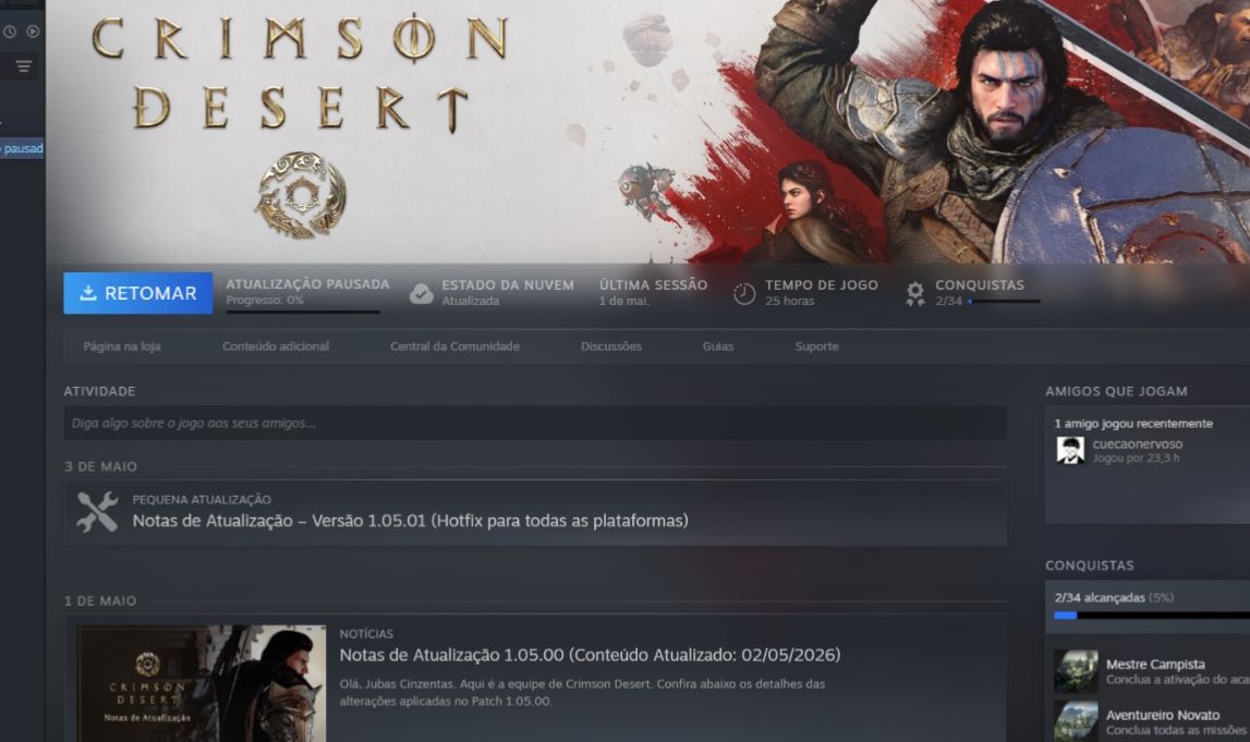 Conta Steam com crimson desert oficial, e outros jogos.