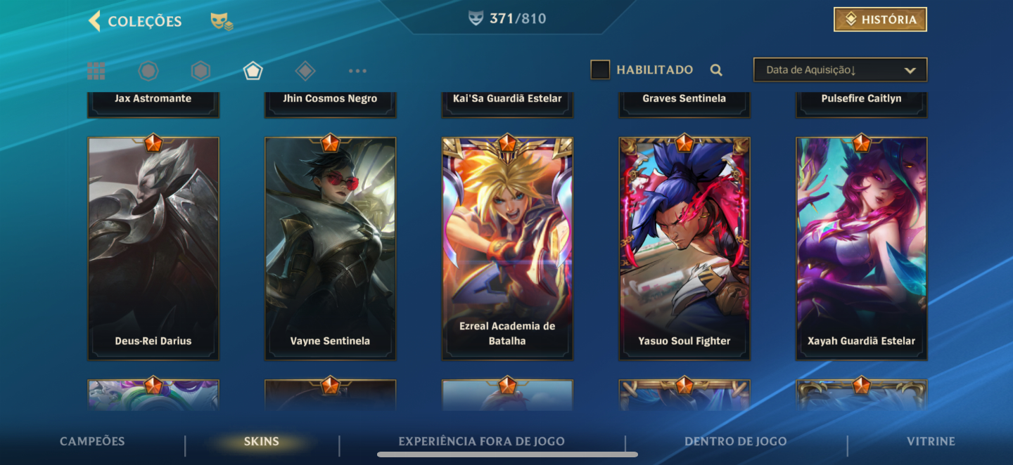 Conta wild rift 371 skins, já foi lenda e monarca