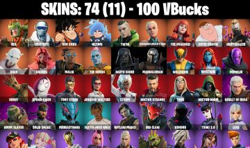 CONTA FORTNITE COM 74 SKINS REX/SON GOKU/DARTH VADER/THOR/LEXA/BYTES/ADIRA