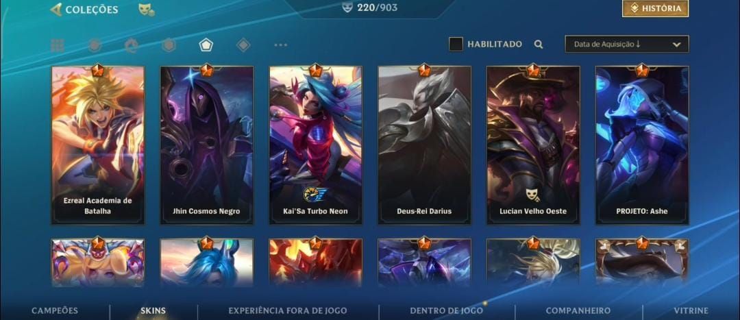 Conta top 92 adc servidor, com 220 Skins