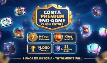 CONTA END-GAME 9 ANOS 14K TROFÉUS NV 16 42 FULL 23 EVOS 23 SKINS TORRE