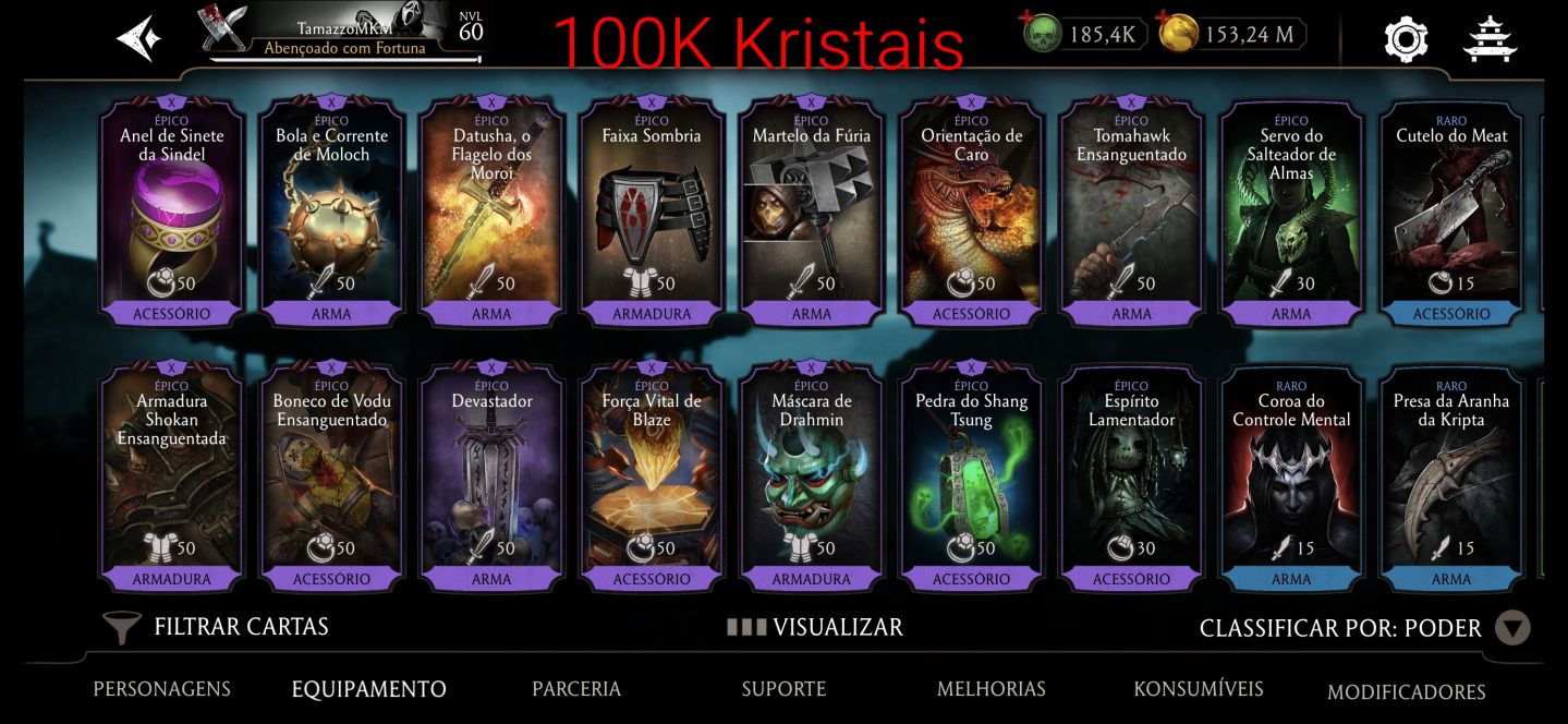 [20%DESCONTO]Contas com Almas Mortal Kombat Mobile