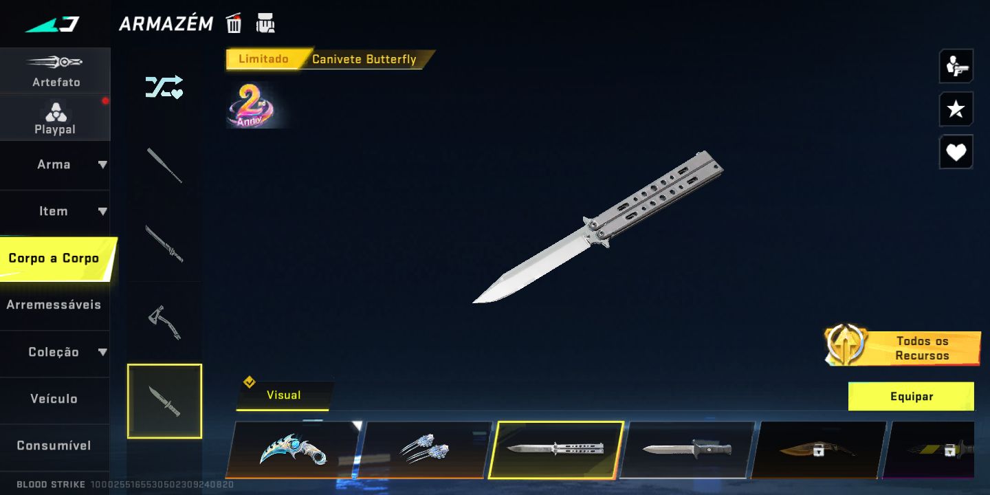 Conta de Blood Strike com armas eternas e facas ultras