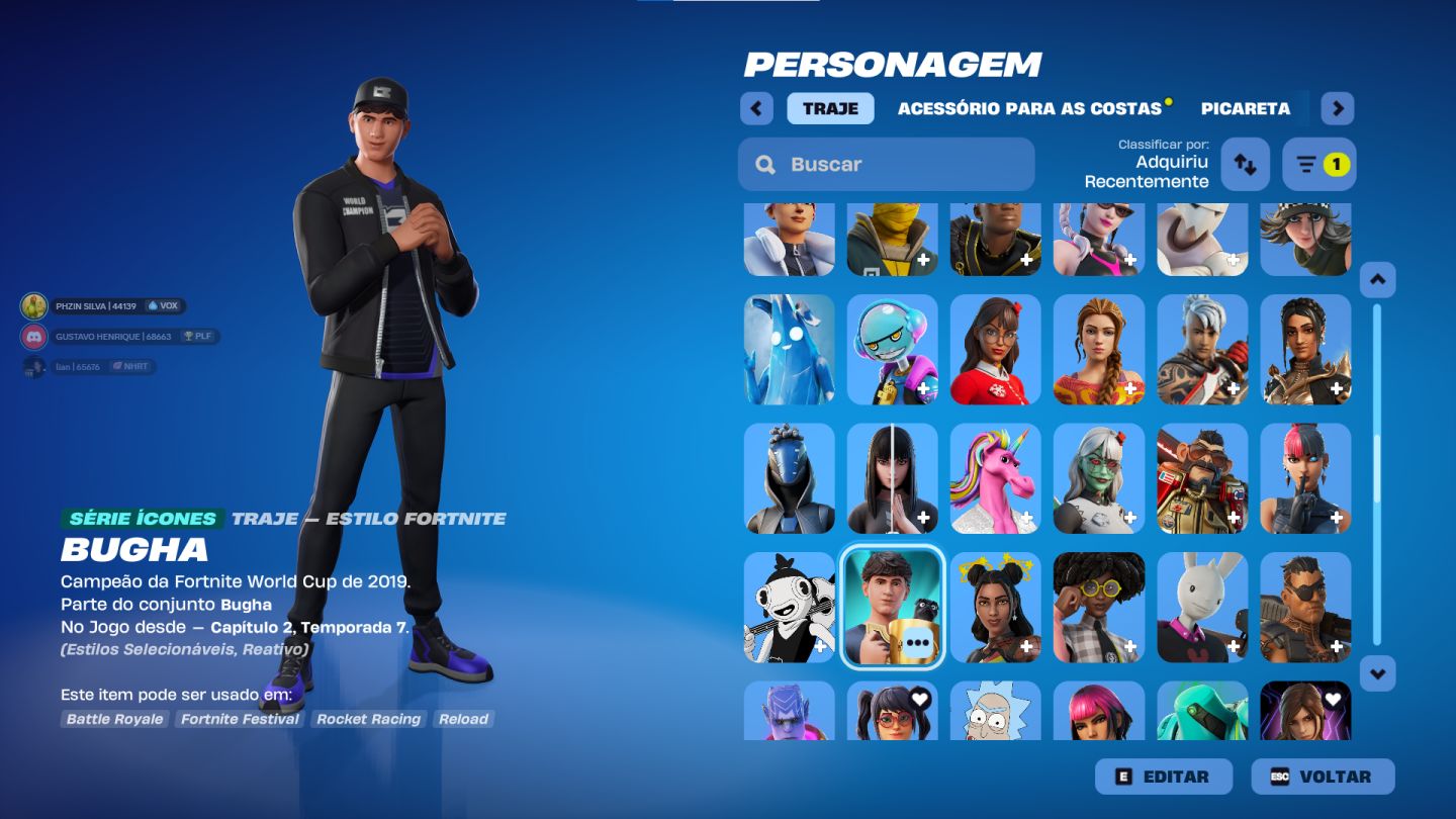 MINHA CONTA DE FORTNITE, 170 skins, 10 passes e muito mais, único dono
