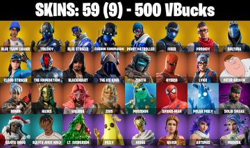 CONTA FORTNITE COM 59 SKINS BLUE TEAM LEADER/TRILOGY/CARBON COMMANDO/SOLID SNAKE