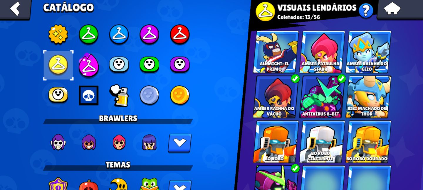 Conta de Brawl Stars com muitas skins e bem upada