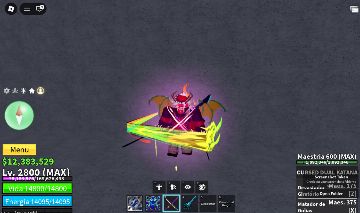 CONTA BLOX FRUITS LV 2800 DRAGON V4+ KITSUNE + CDK + SKULL GUITAR