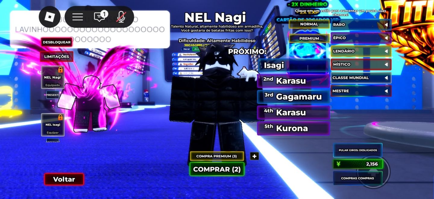 CONTA ROBLOX OP SKINS DIVERSAS + BLOX FRUITS + BLUE LOCK (LOCKED) + JJK