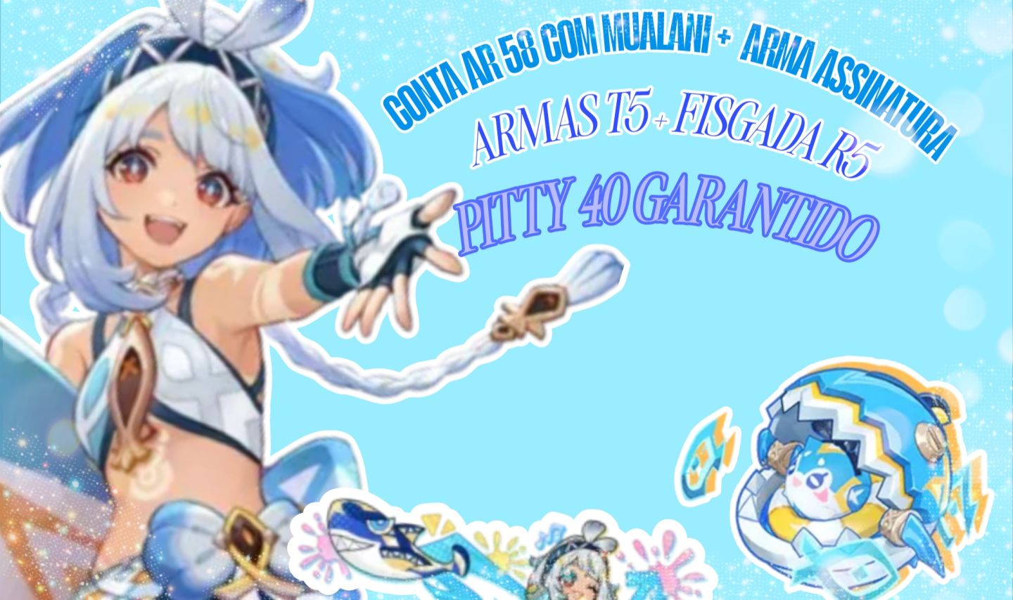 CONTA GENSHIN BOA AR 58 + PERSONAGENS T5 E ARMA ASSINATURA MUALANI