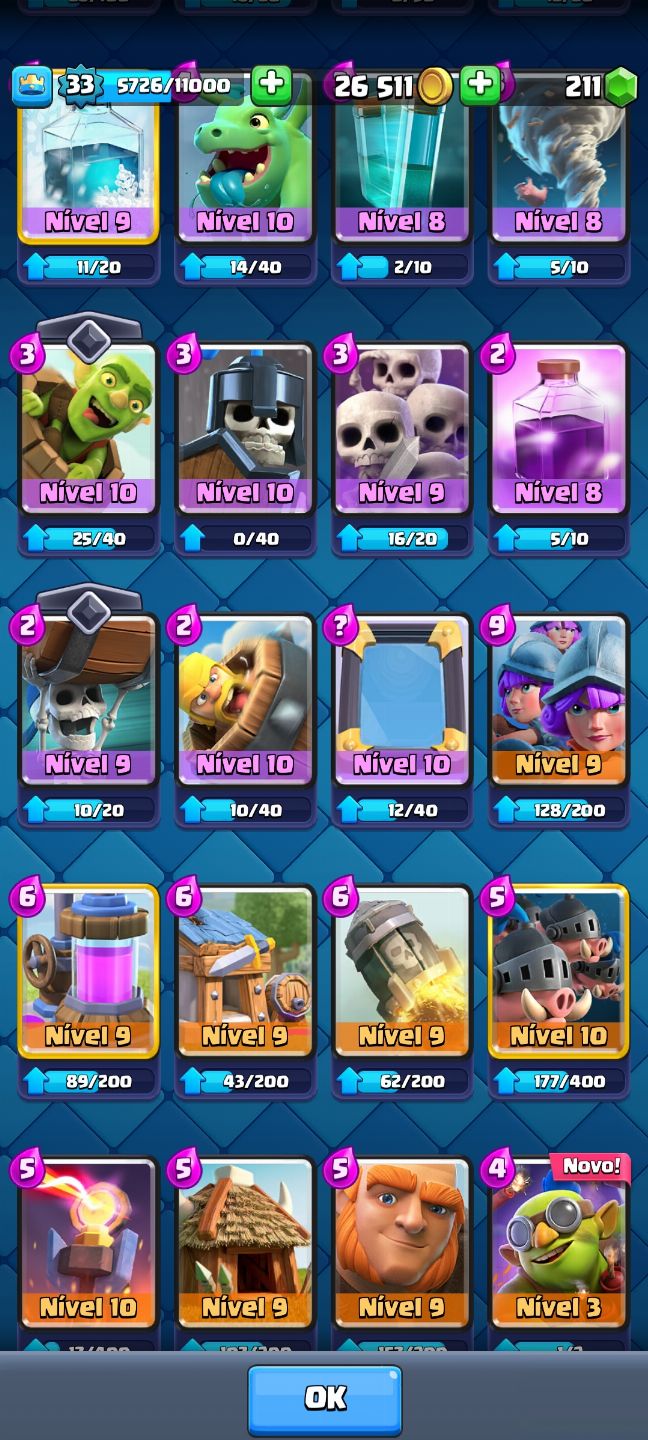 CONTA DE CLASH ROYALE COMPLETA E ANTIGA