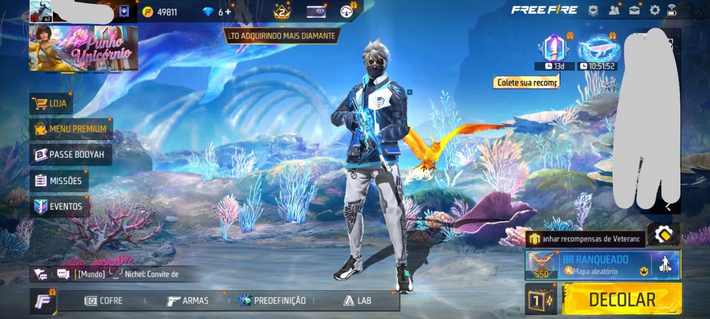 CONTA FREE FIRE RARA + ANGELICAL BRANCA + COBRA