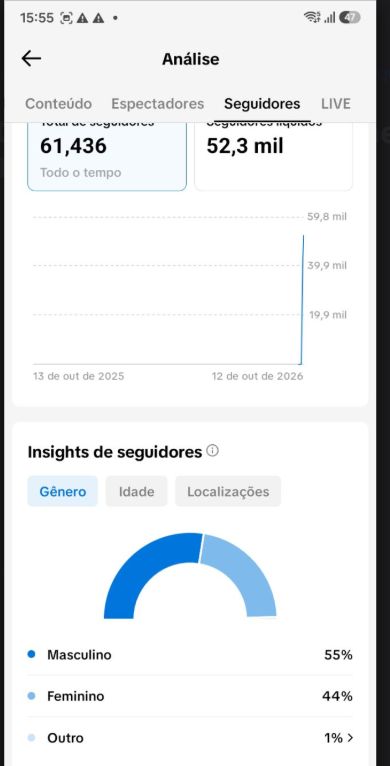 CONTA TIK TOK 62.000k live cell + alto engajamento+ PRA IR LOGO ! GARANTIA