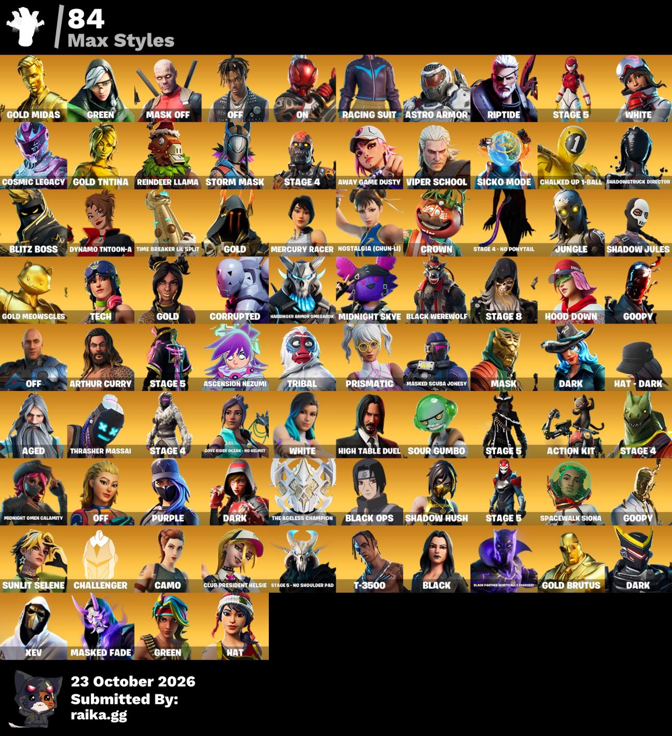 Conta Rarissima 346 SKINS - Travis Scott + Astrojack - Og Stw