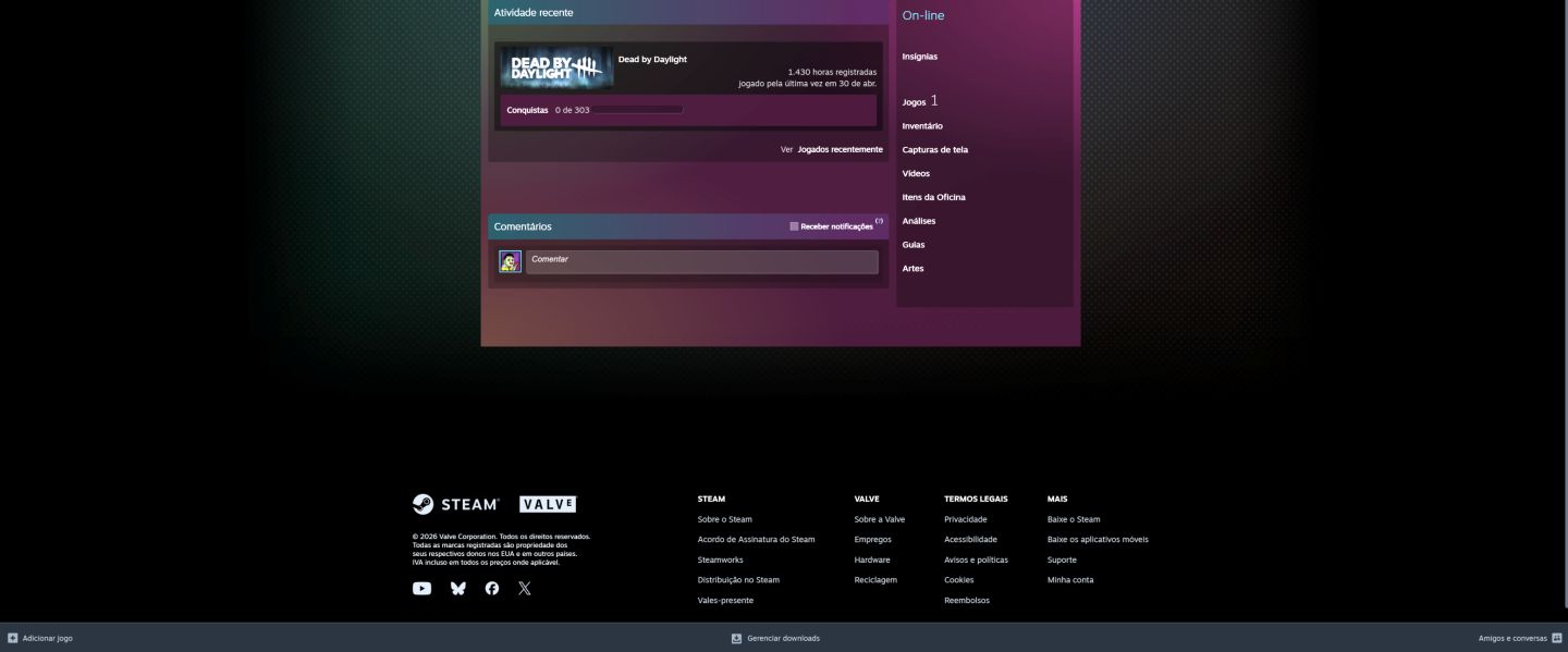 Dead By Dayligth Contas 1400+ horas afk Steam 100% original