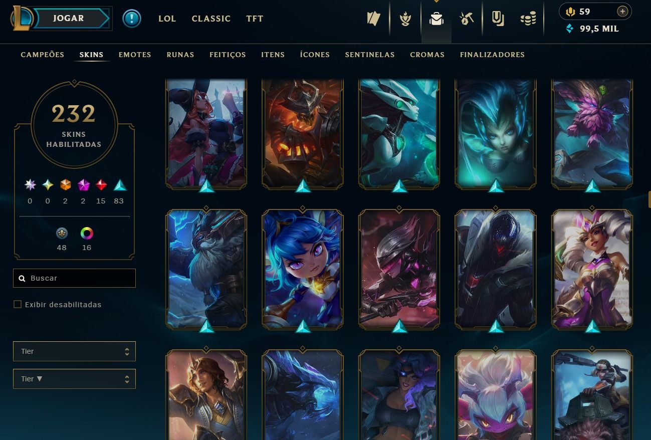 CONTA DE 2017 - 232 SKINS - LVL 374 - TODOS CAMPEÕES - 99K DE EA - 24 CROMAS
